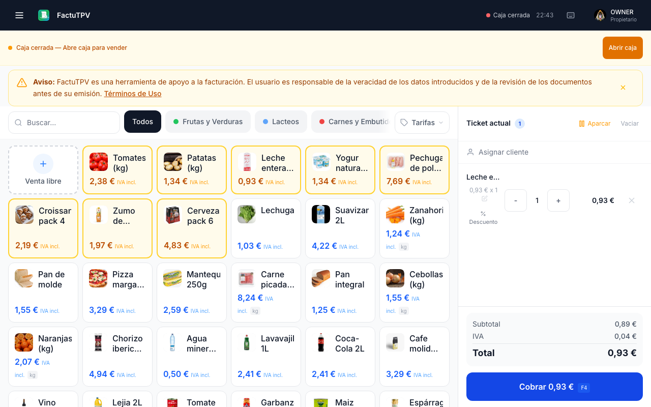 Venta completada en FactuTPV con factura VeriFactu generada
