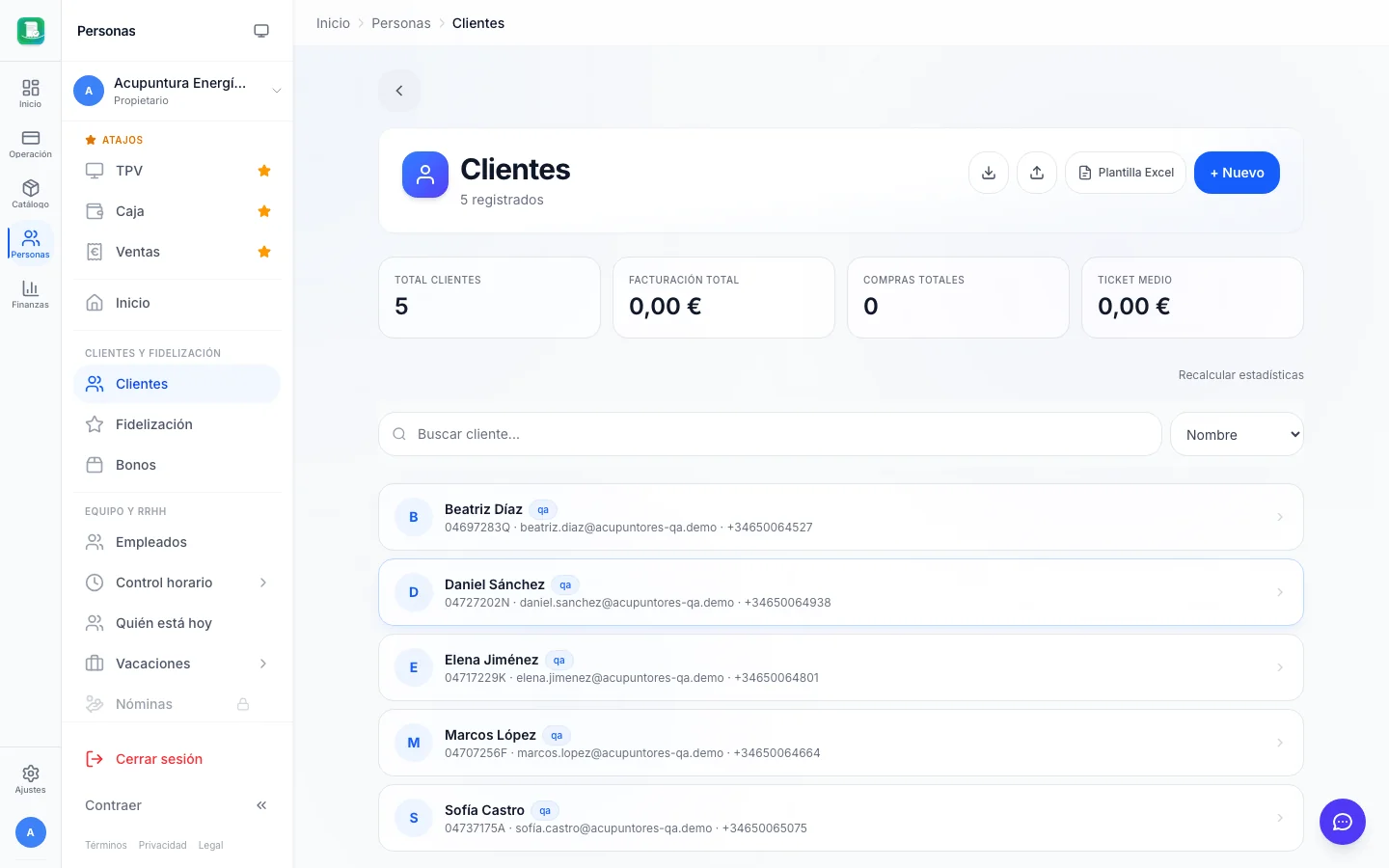 Clientes (CRM) para acupuntores en FactuTPV