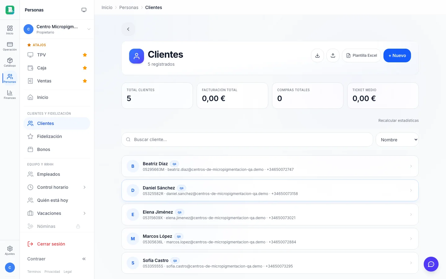 Clientes (CRM) para centros de micropigmentación en FactuTPV