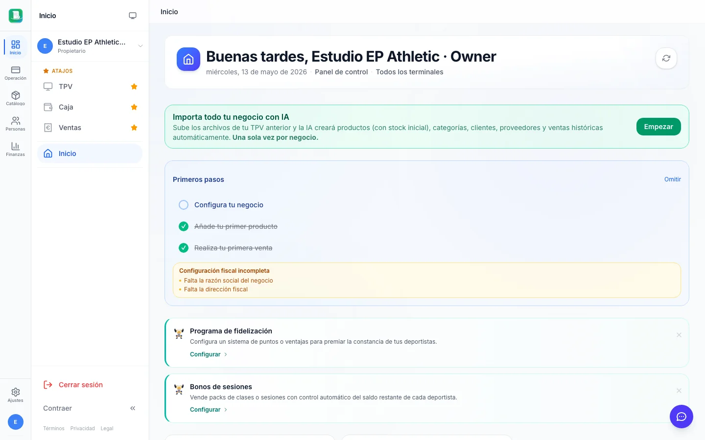 Informes y analítica para estudios de entrenamiento personal en FactuTPV