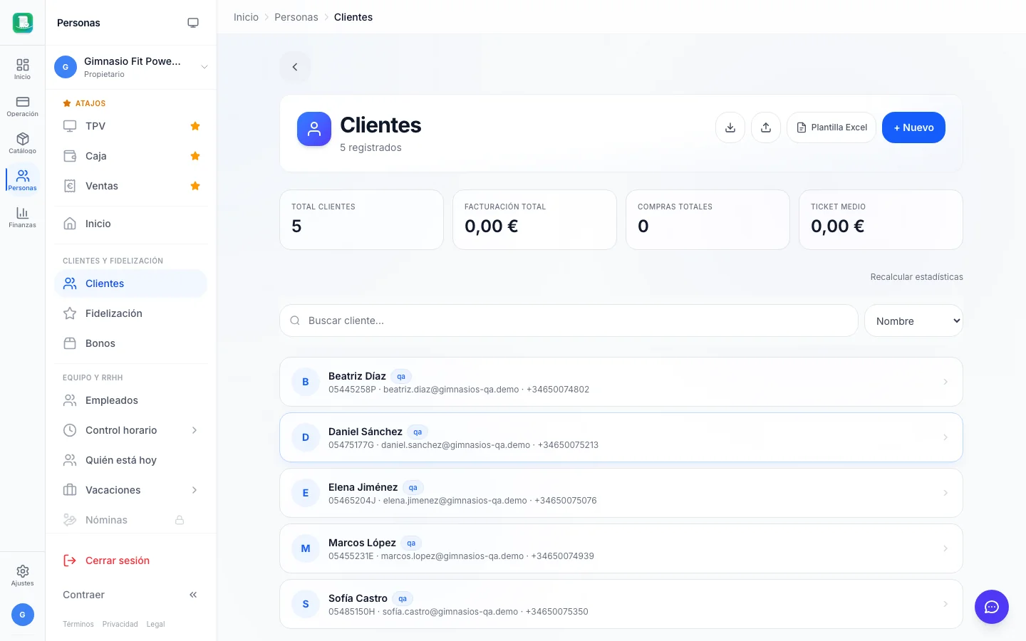 Clientes (CRM) para gimnasios en FactuTPV