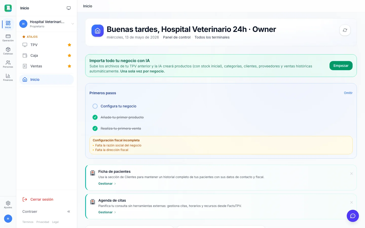 Informes y analítica para hospitales veterinarios en FactuTPV