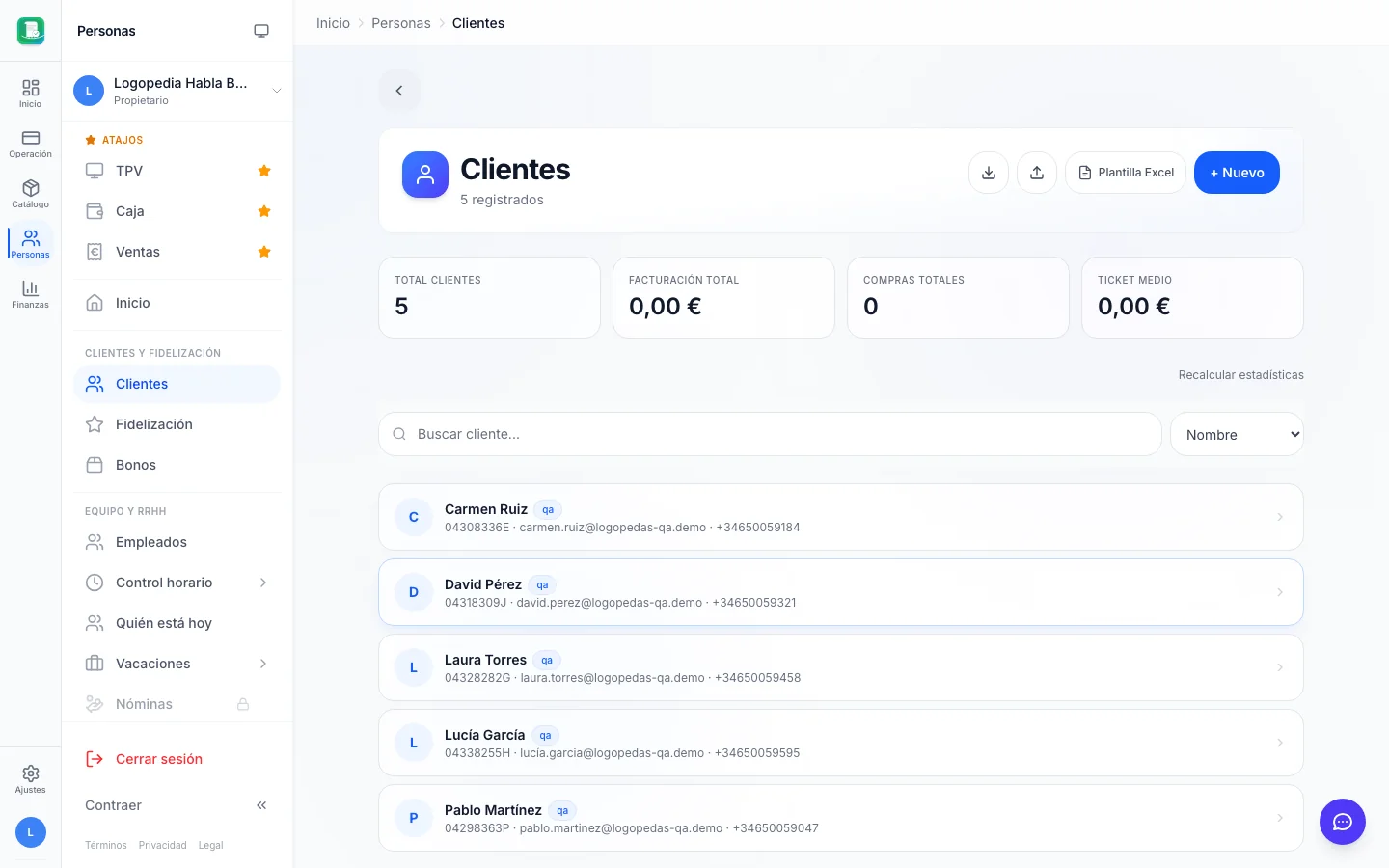 Clientes (CRM) para logopedas en FactuTPV