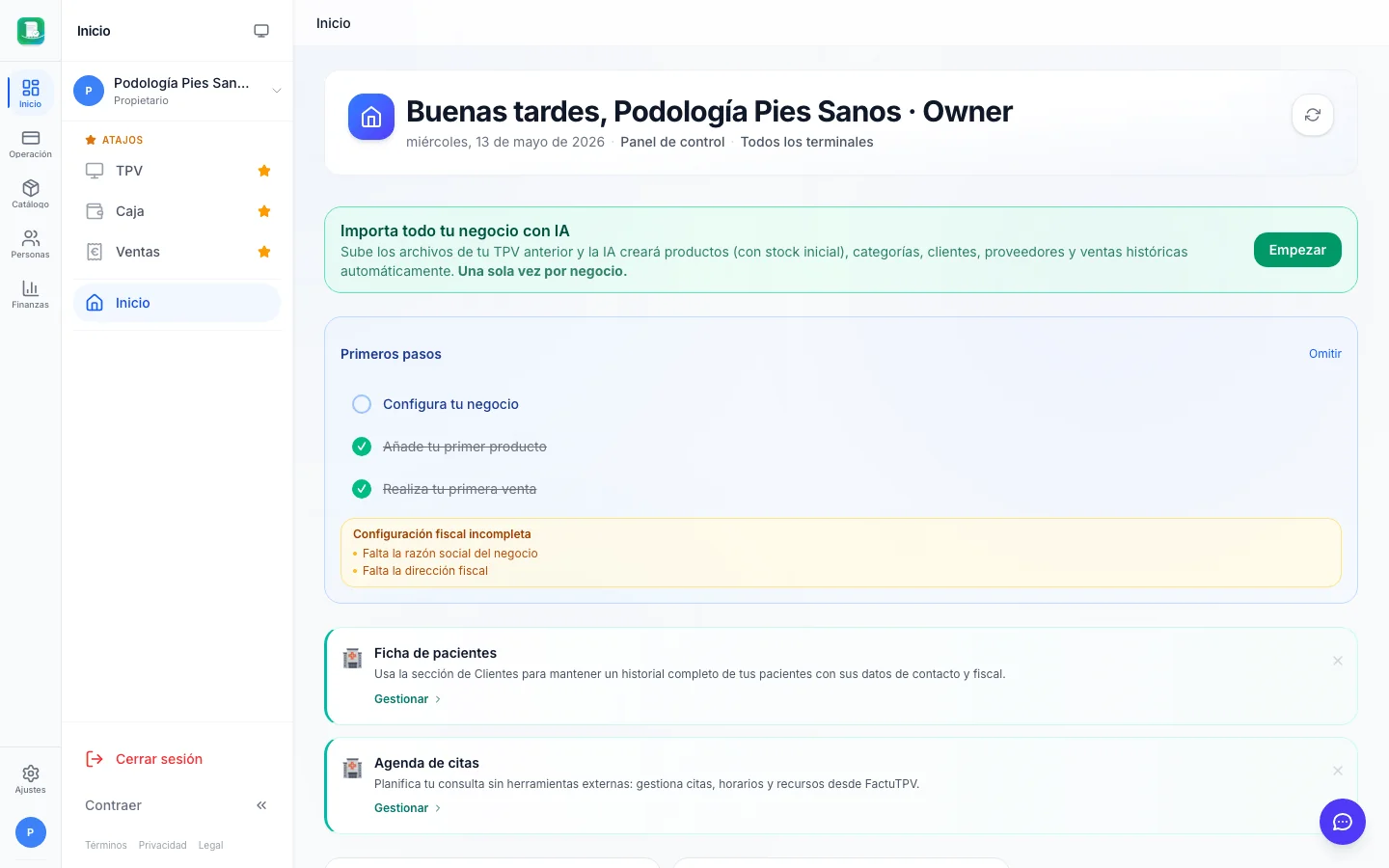 Informes y analítica para podólogos en FactuTPV