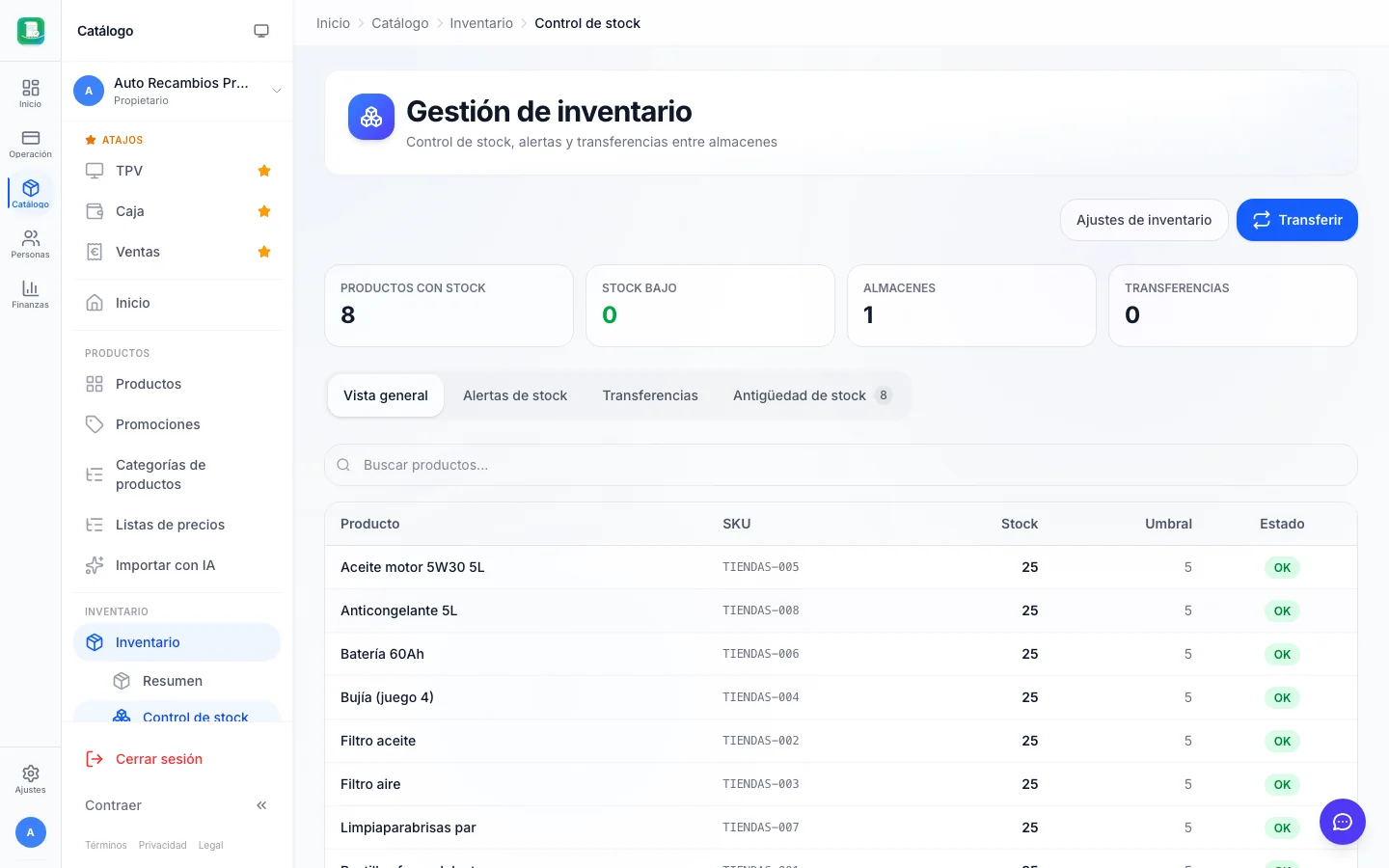 Gestión de stock para tiendas de recambios en FactuTPV