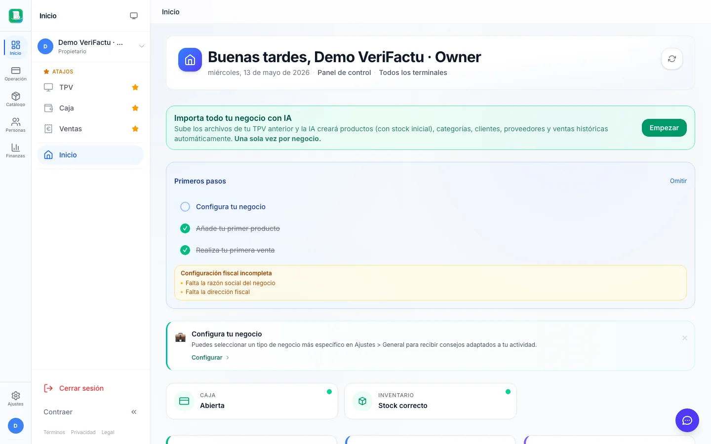 Informes y analítica para negocios con VeriFactu en FactuTPV